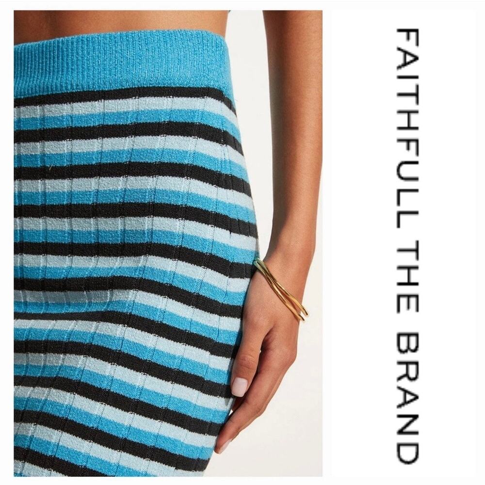 Faithfull The Brand Naja Knit Skirt Women Size 4 Striped Stretch Casual Mini NWT